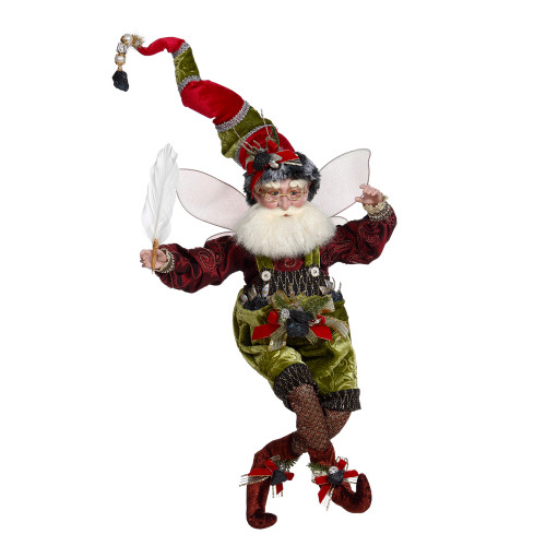 Mark Roberts Coal Stocking Christmas Fairy Green and Red, Large 19" #51-05854 - IMAGE 1