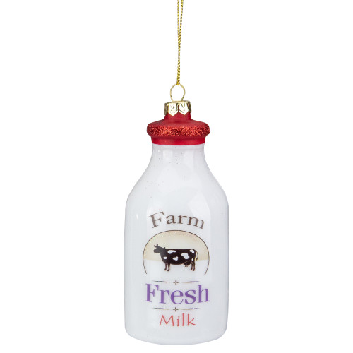 4.5" Farm Fresh Milk Glass Bottle Christmas Ornament - IMAGE 1