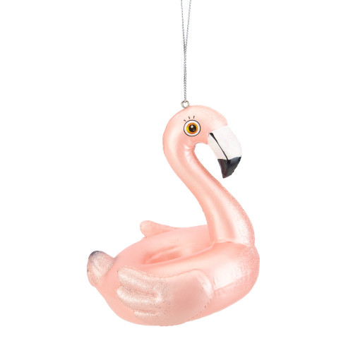 4.5" Pink Flamingo Pool Float Glass Christmas Ornament - IMAGE 1
