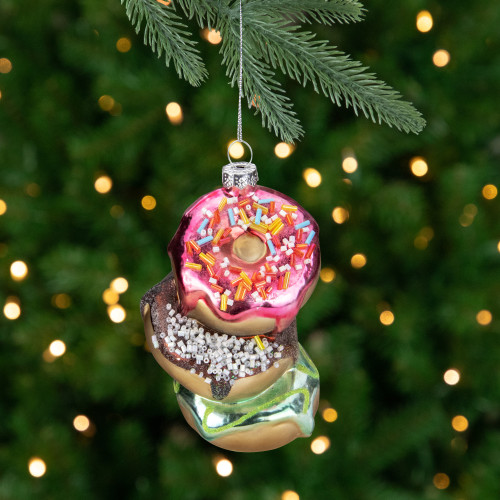 4.25" Stacked Doughnuts Glass Christmas Ornament - IMAGE 1