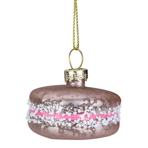2" Pink Macaroon with Sugar Glass Christmas Ornament - IMAGE 1