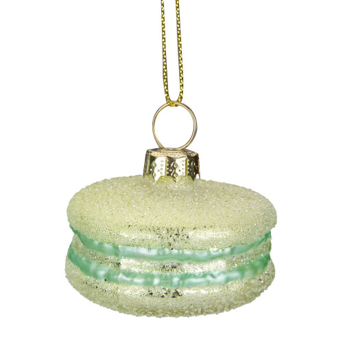 2" Pastel Green Glass Macaron Christmas Ornament - IMAGE 1