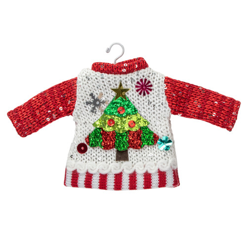 8" Knitted Ugly Sweater with Hanger Christmas Tree Ornament - IMAGE 1