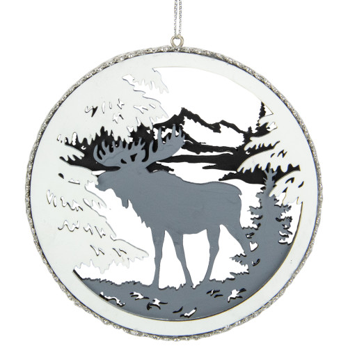 4.25" Gray Moose 2-D Cut-Out Silhouette Christmas Ornament - IMAGE 1