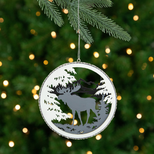 4.25" Gray Moose 2-D Cut-Out Silhouette Christmas Ornament - IMAGE 1