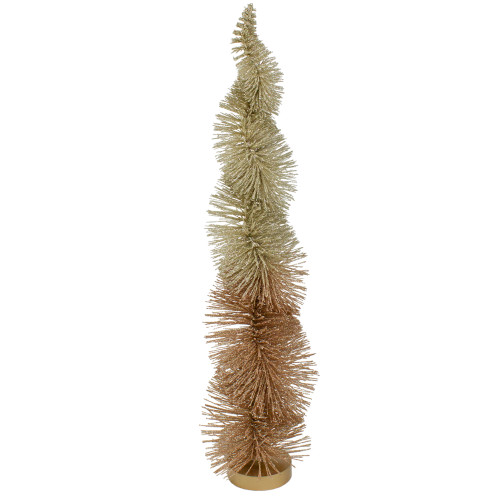 18" Gold Glittered Spiral Sisal Christmas Tree Tabletop Decoration - IMAGE 1