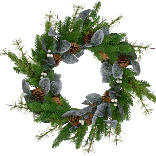 Mixed Pine, White Berries and Pinecones Artificial Christmas Wreath - 22-Inch, Unlit - IMAGE 1