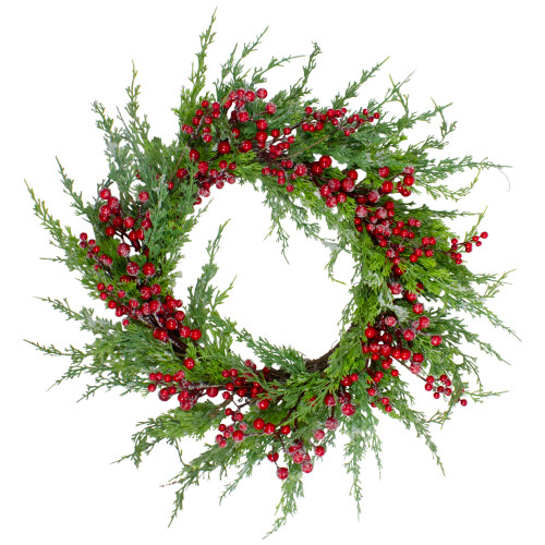 Real Touch™️ Iced Berries and Pine Artificial Christmas Wreath  - 24" - Unlit - IMAGE 1