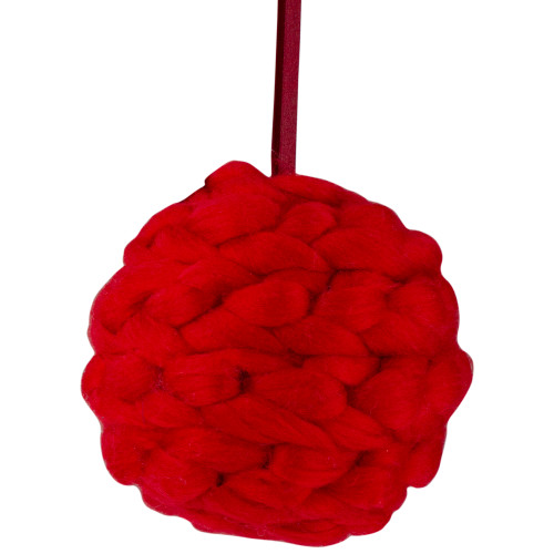 5.5" Red Yarn Ball Hanging Christmas Ornament - IMAGE 1