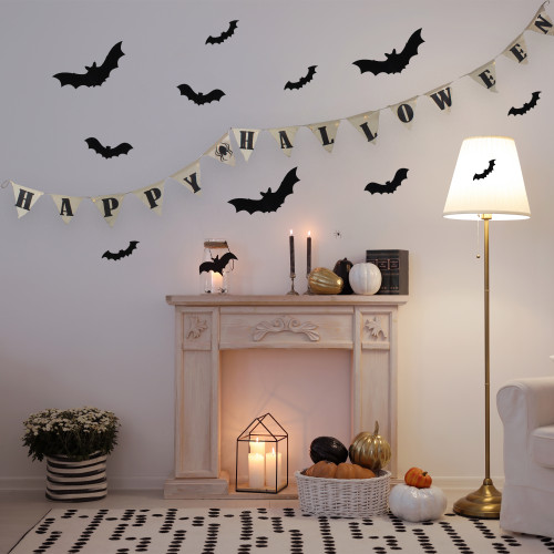 LED Lighted Happy Halloween Burlap Banner - 18.75" - IMAGE 1