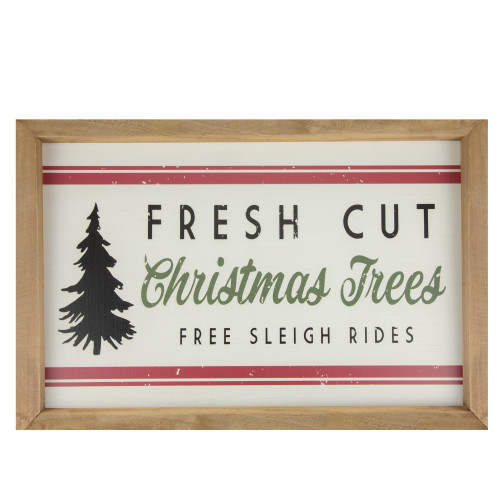 18" Wooden Framed "Fresh Cut Christmas Trees" Wall Sign - IMAGE 1