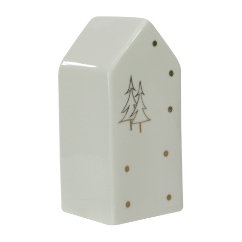 5" White and Gold Ceramic House Christmas Tabletop Decoration - IMAGE 1