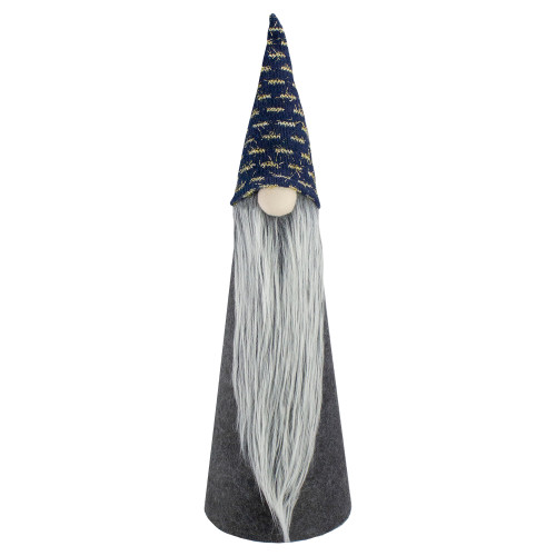 20" Gray and Blue Cone Gnome Christmas Tabletop Decor - IMAGE 1
