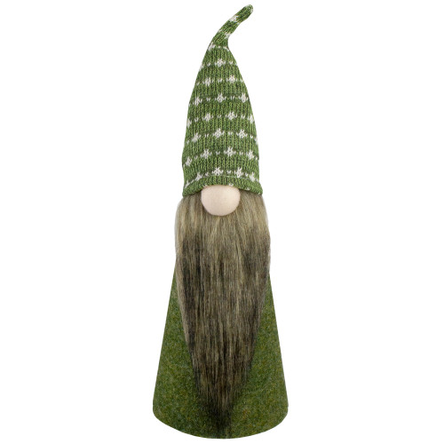 14" Green and White Cone Gnome Christmas Tabletop Decor - IMAGE 1
