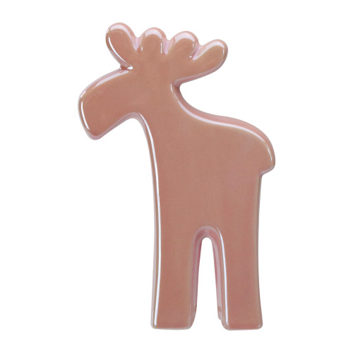 7" Pink Ceramic Moose Christmas Tabletop Decoration - IMAGE 1