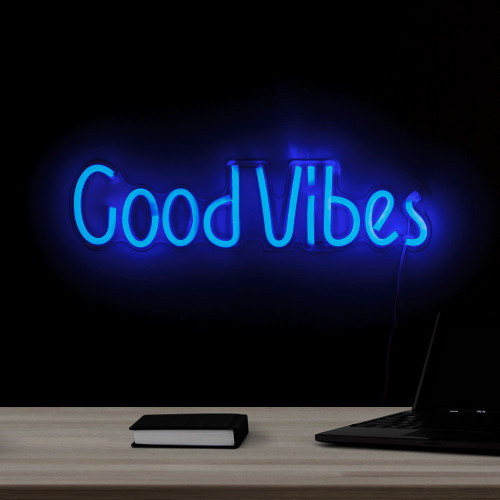 LED Good Vibes Neon Lighted Wall Sign - 19.5" - IMAGE 1