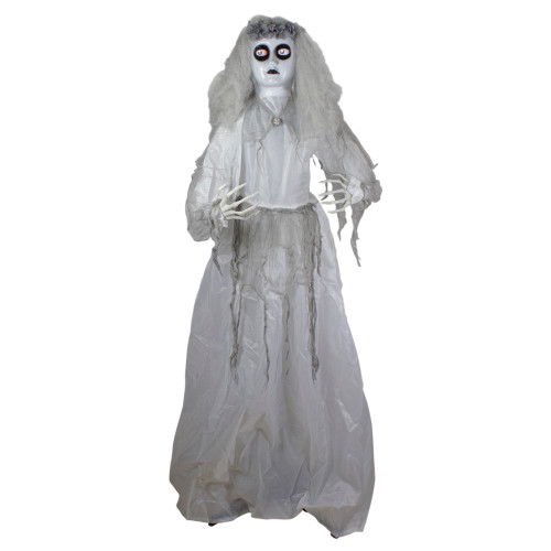 Lighted and Animated Ghost Bride Halloween Decoration - 6' - Multicolor Lights - IMAGE 1
