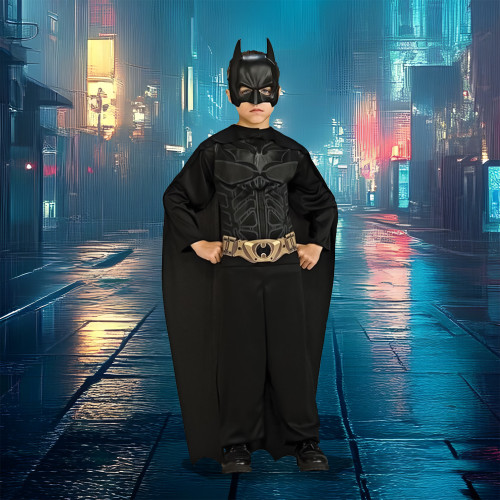 Boys Black Batman Halloween Costume- Medium 8-10 Years - IMAGE 1