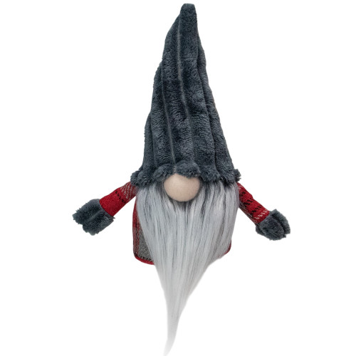 9" Red and Gray Plaid Standing Christmas Tabletop Gnome - IMAGE 1