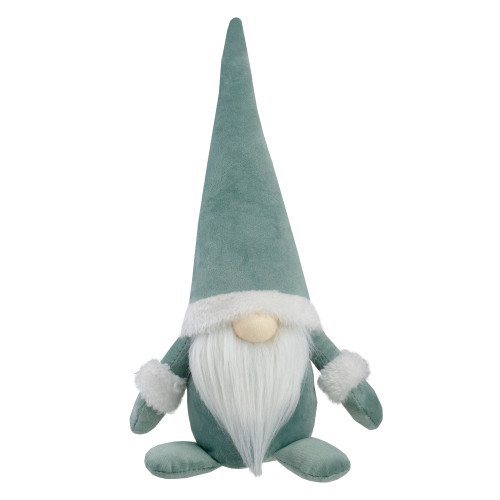 17" Green and White Sitting Gnome Christmas Tabletop Decor - IMAGE 1