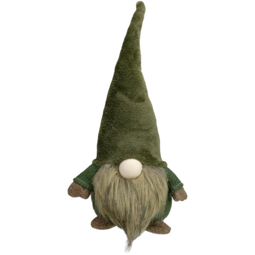 Chubby Sitting Gnome Christmas Figure - 17" - Green and Brown - IMAGE 1