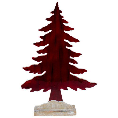 14" Red and Black Stained Forest Tree Christmas Tabletop Decor - IMAGE 1