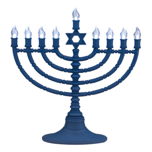 11.5-Inch Blue Star of David Hanukkah Menorah LED Bulbs - IMAGE 1