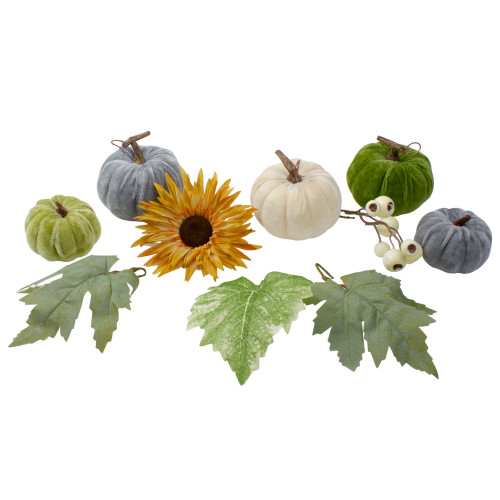 Set of 10 Pumpkins, Berries, Flowers and Leaves Thanksgiving Decor Set - IMAGE 1