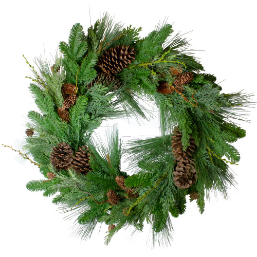 Pine Cone and Cedar Artificial Christmas Wreath - 32-Inch, Unlit - IMAGE 1