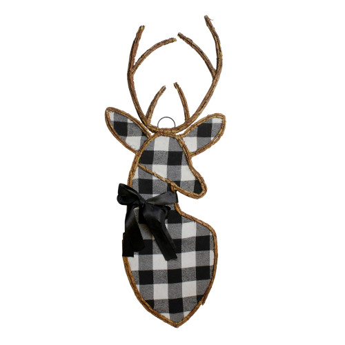 27" Black and White Fabric Deer Head Christmas Wall Decor - IMAGE 1