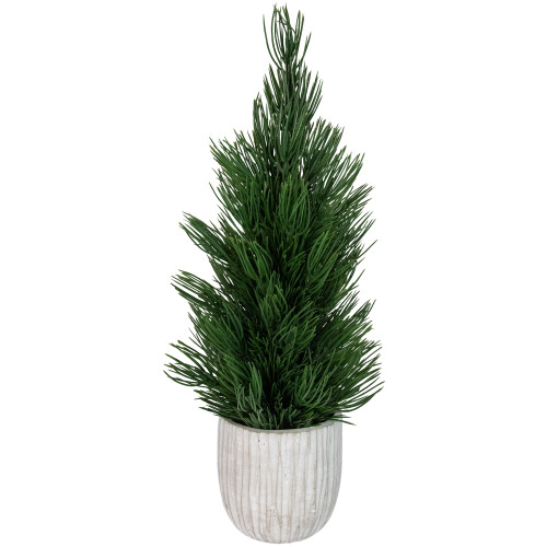 13.25" Mini Fir Artificial Tabletop Christmas Tree with Cement Base - Unlit - IMAGE 1