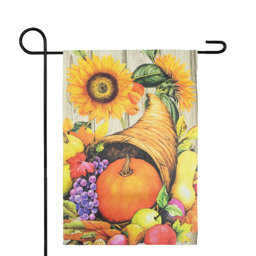 Cornucopia and Sunflowers Fall Harvest Outdoor Garden Flag - 18" x 12.5" - IMAGE 1