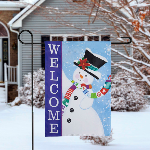 Snowman "Welcome" Christmas Outdoor Garden Flag - 18" x 12.5" - IMAGE 1