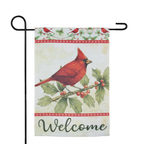 Green and Red Cardinal Christmas Outdoor Garden Flag 18" x 12.5" - IMAGE 1