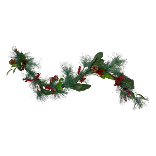 Real Touch™️ Mixed Pine and Berries Artificial Christmas Garland - 5' x 6" - Unlit - IMAGE 1
