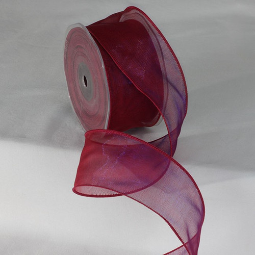 Red and Blue Organza Wired Craft Ribbon 2" x 27 Yards - IMAGE 1