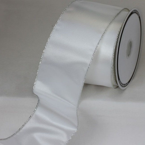 Pack of 2 Silver Wired Craft Ribbon 3" x 20 Yards - IMAGE 1