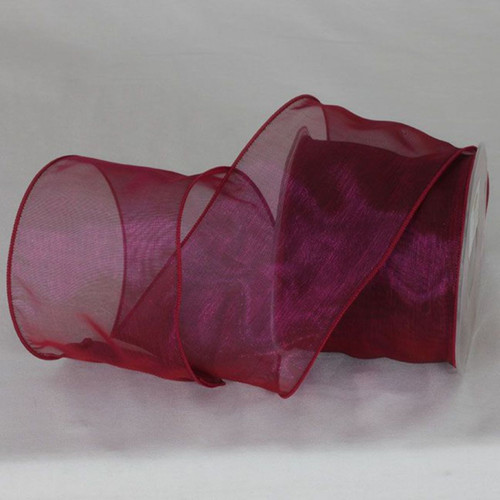 Pink Organza Sheer Wire Craft Ribbon 3" x 27 Yards - IMAGE 1
