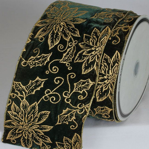 Black Floral Wired Craft Ribbon 6" x 20 yards - IMAGE 1
