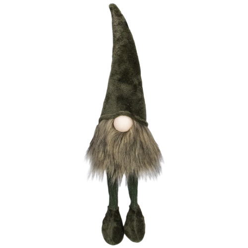 20" Green Sitting Christmas Gnome with Knitted Dangling Legs - IMAGE 1