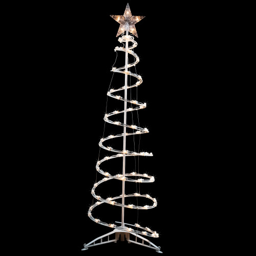 4ft Lighted Spiral Cone Tree Outdoor Christmas Decoration, Clear Lights ...