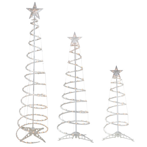 Set of 3 Clear Lighted Spiral Christmas Trees - 3', 4', & 6 ...