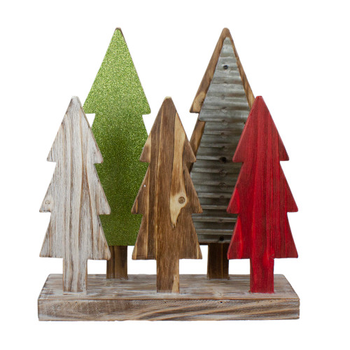 Christmas Wooden Pine Tree Silhouettes - 15" - Multi-color - IMAGE 1