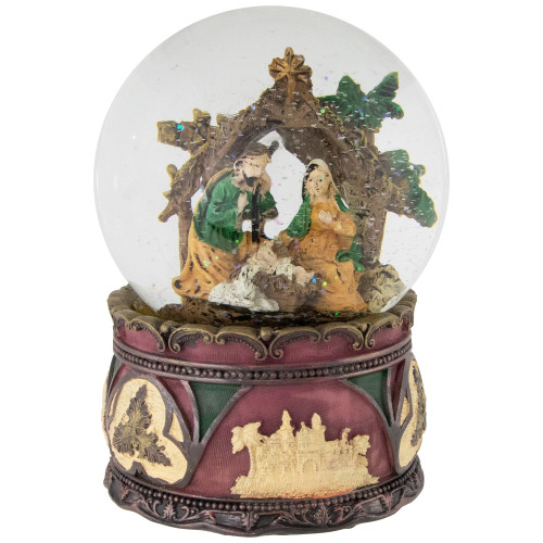 5.75" Holy Family Nativity Scene Christmas Snow Globe - IMAGE 1