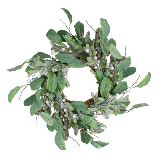 25" Artificial Mixed Foliage and Berries Christmas Wreath Unlit - IMAGE 1