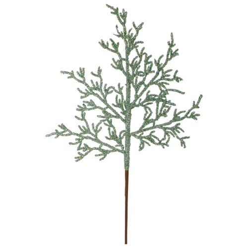 25" Green Glittered Artificial Twig Christmas Spray - IMAGE 1