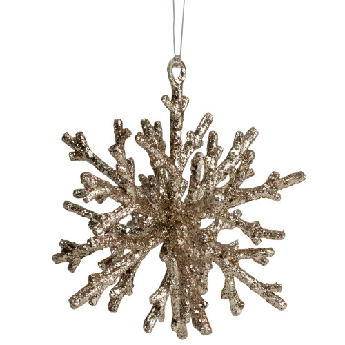 7" Gold Glitter Snowflake Christmas Ornament - IMAGE 1
