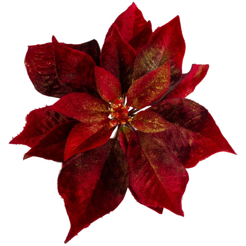 9" Red Artificial Poinsettia Clip-On Christmas Ornament - IMAGE 1