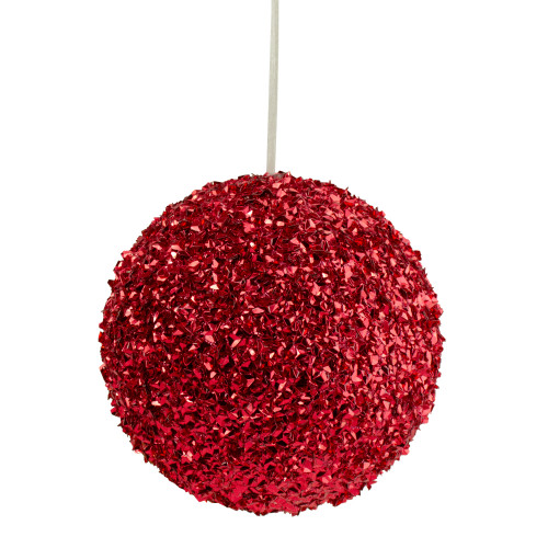 Glitter Christmas Ball Ornament - 6" - Red - IMAGE 1