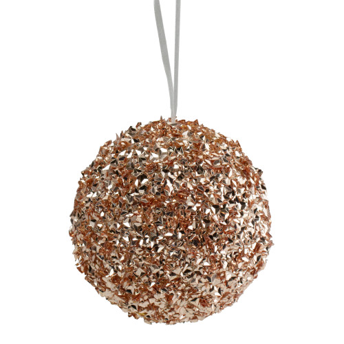 4.75" Rose Gold Glittered Christmas Ball Ornament - IMAGE 1